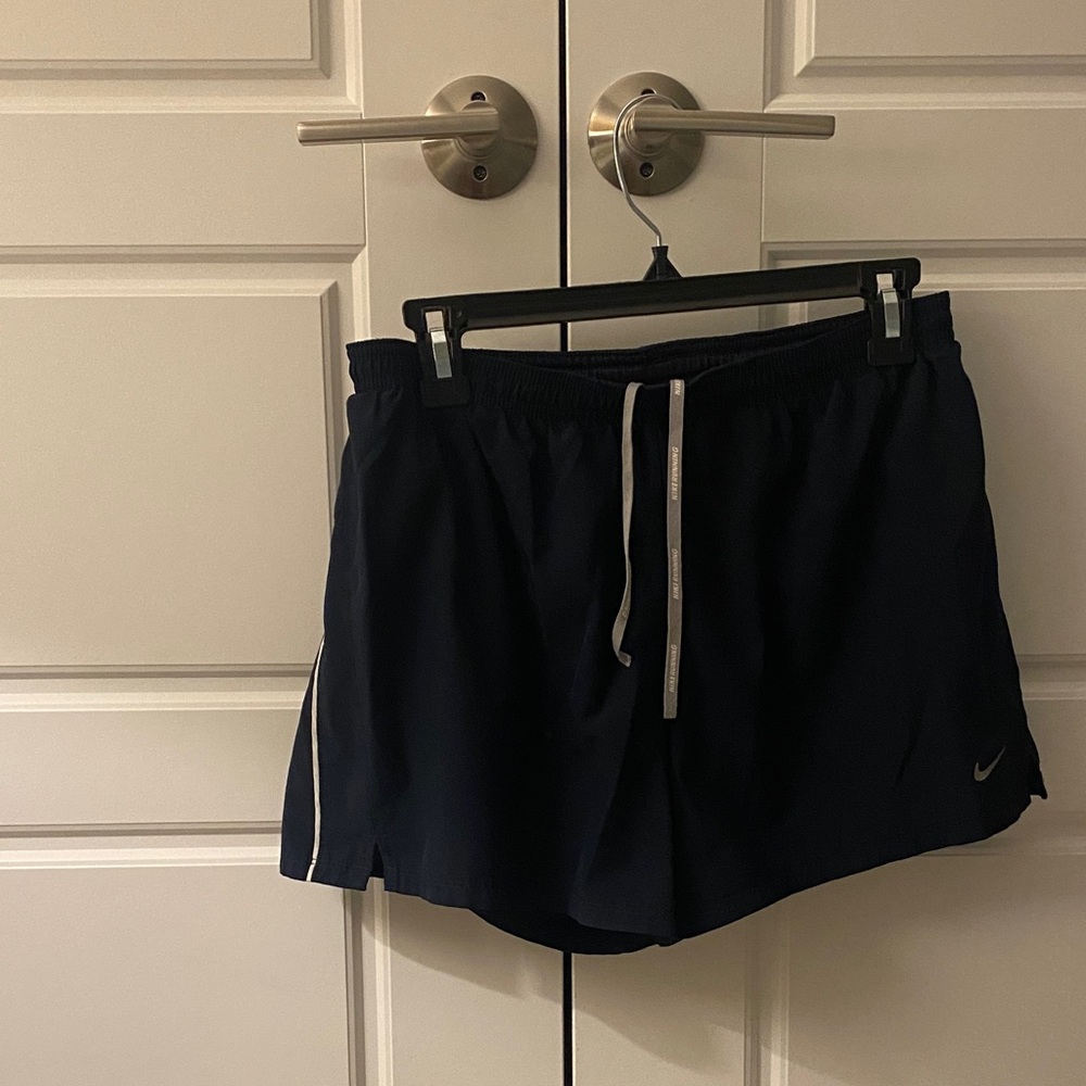 Vintage Nike Navy Shorts with White Trim and Drawstring